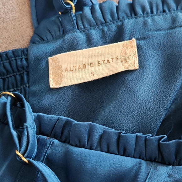 Altar'd State Small Blue Corset Satin Tiered Mini Melney Dress - Picture 13 of 17